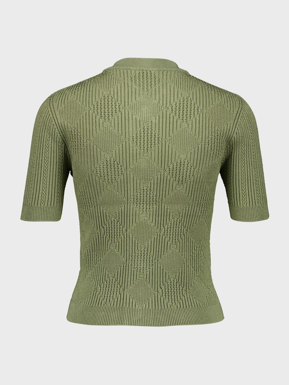 Olive Green Gingham Button-Up Short-Sleeved Cardigan