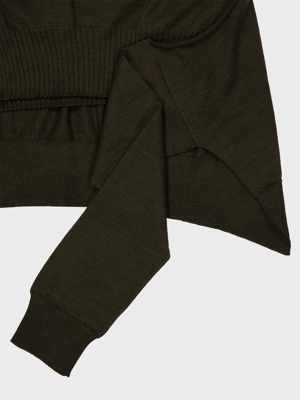 Olive Green Wool Jumper with Knot Detail