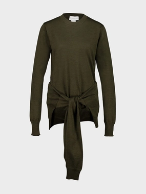 Olive Green Wool Jumper with Knot Detail Knitwear Womens - women's knitwear cheap