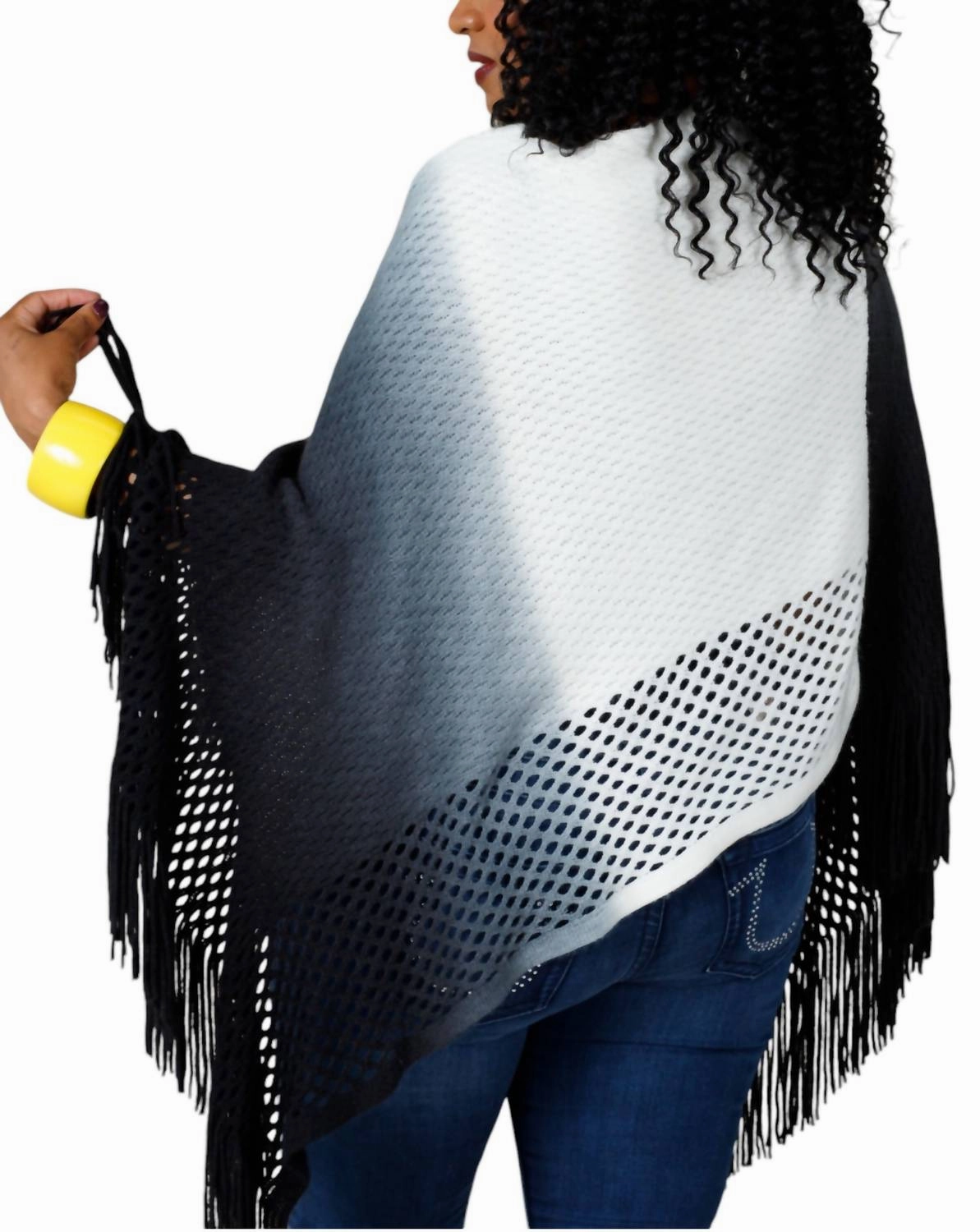 Ombre Chique Poncho In White