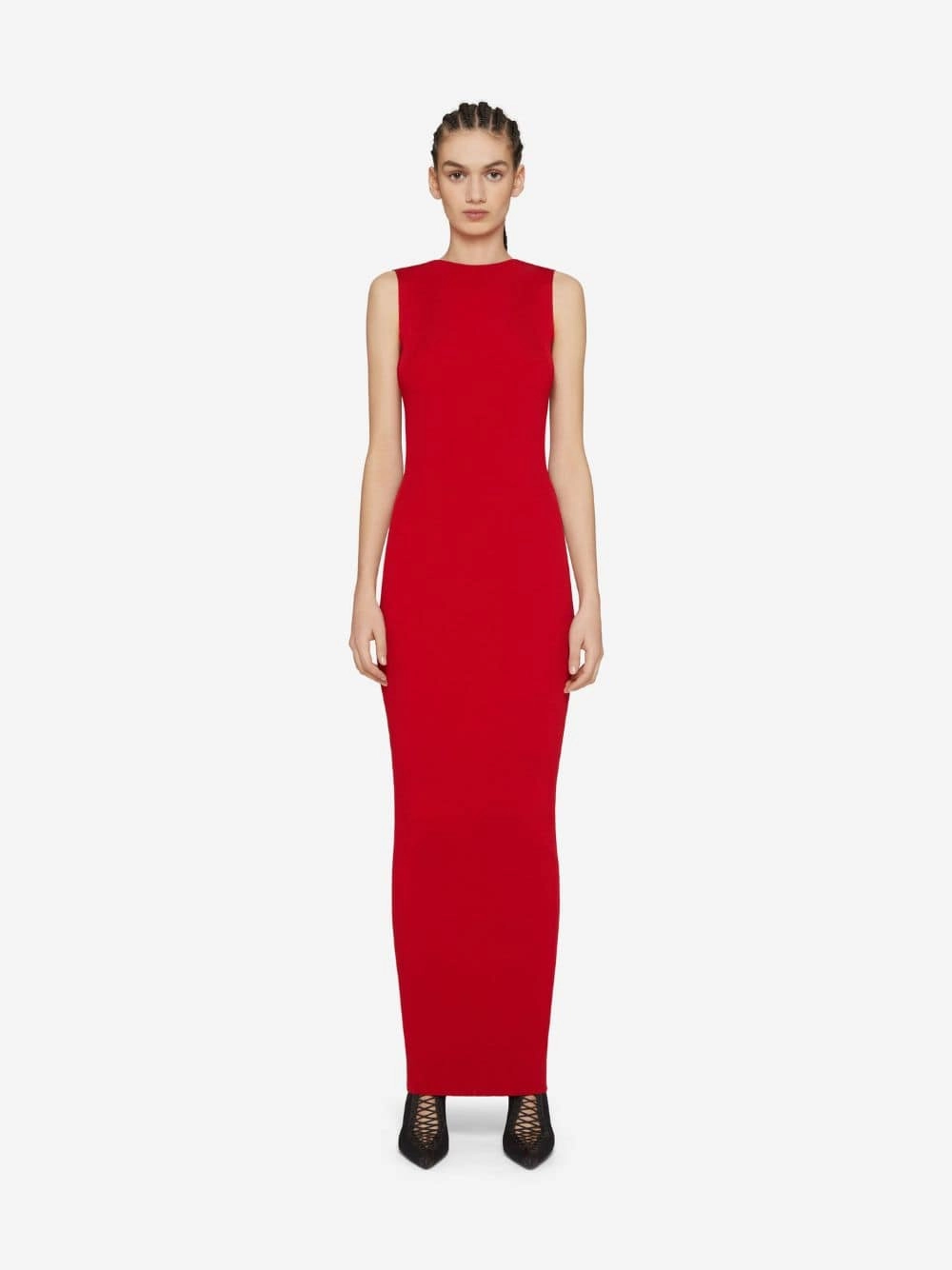 Open-Back Ribbed-Knit Dress