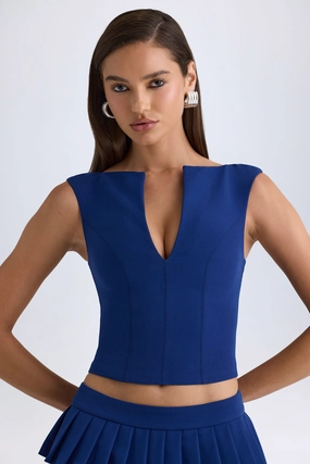 Open-Front Crop Top in True Navy Tops - tops on sale