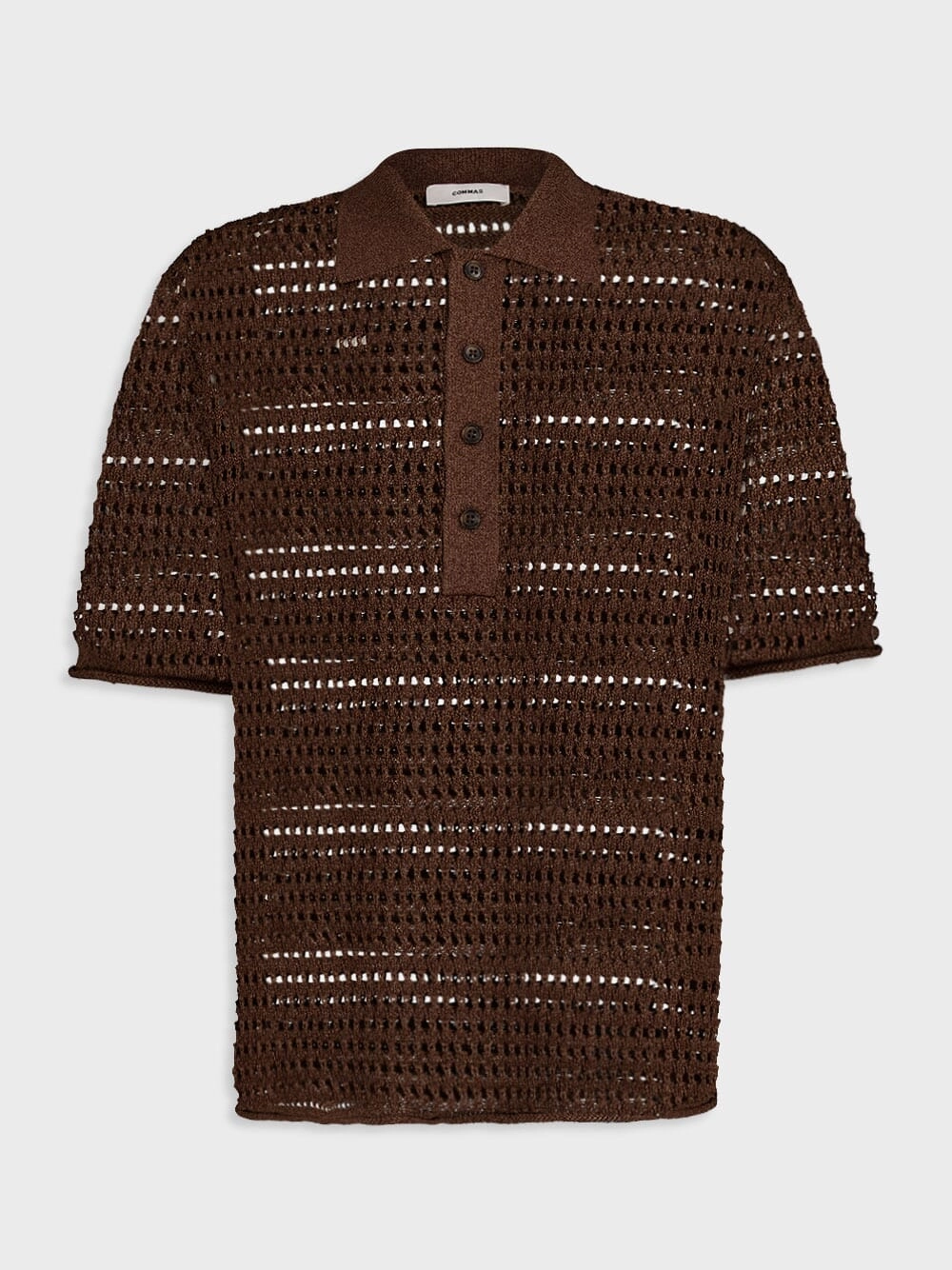 Open-Knit Chocolate Polo Tops Mens - men's t-shirts outlet