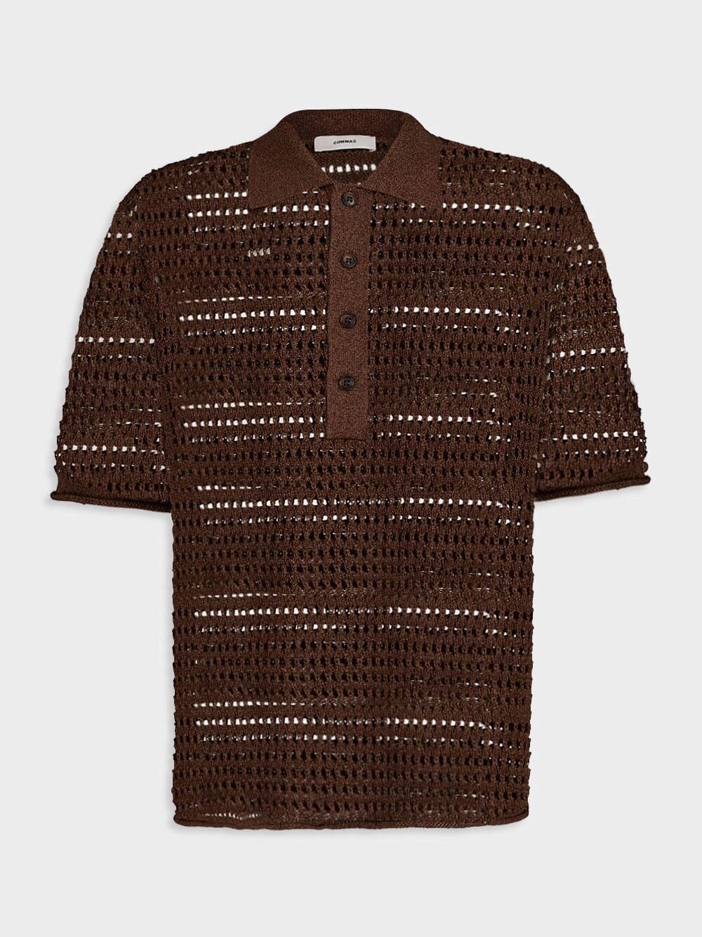 Open-Knit Chocolate Polo Knitwear Mens - men's sweaters sale