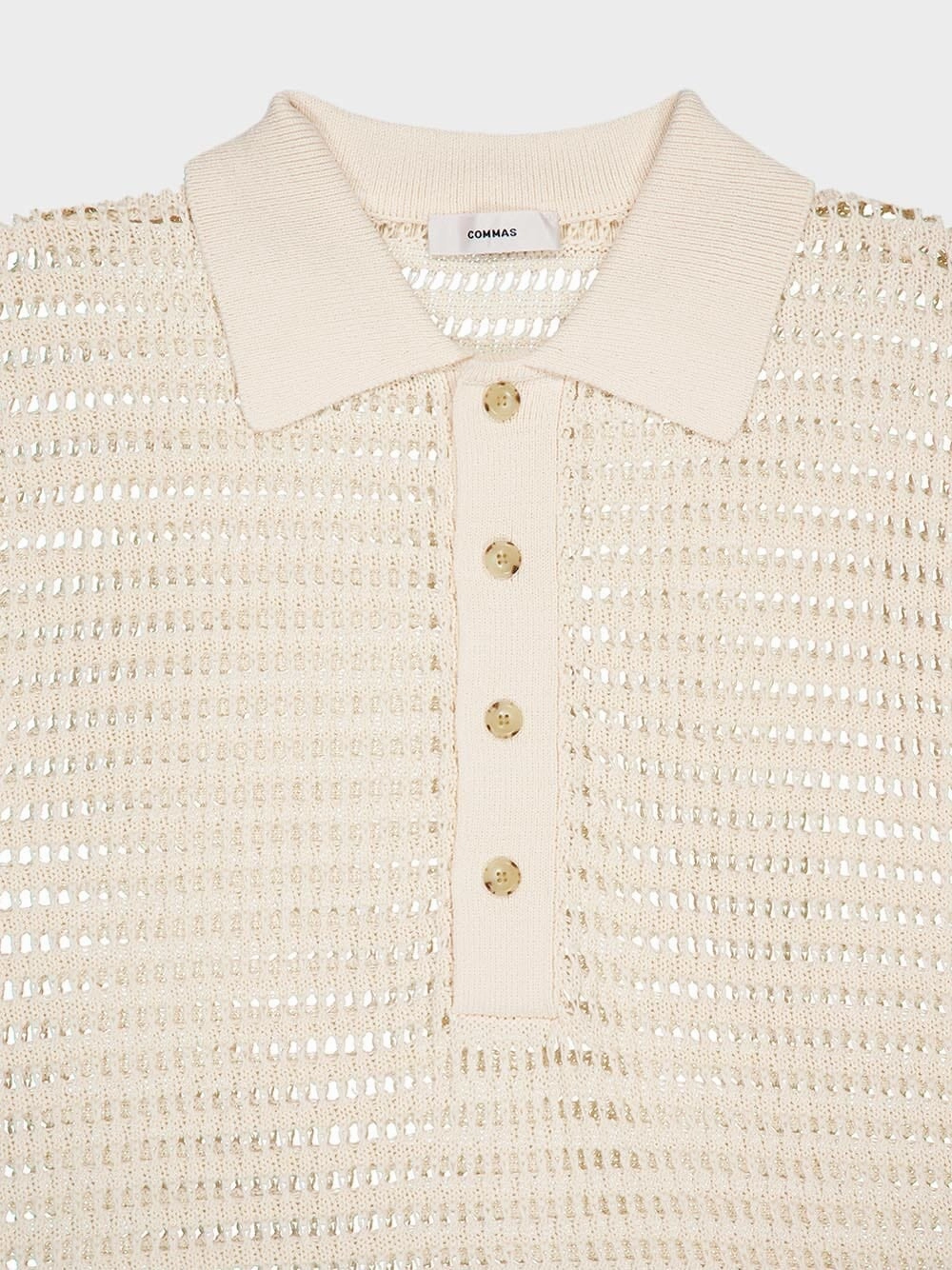 Open-Knit Cream Polo