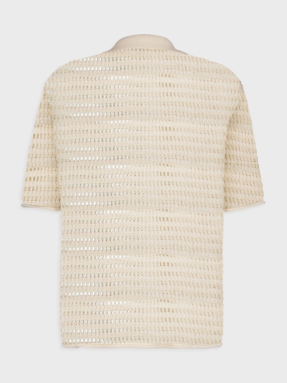 Open-Knit Cream Polo