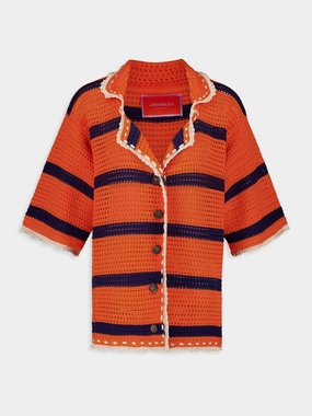 Orange and Navy SaltnVinegar Crochet Jacket Knitwear Womens - women's knitwear cheap