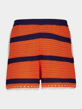 Orange and Navy SaltnVinegar Crochet Shorts Knitwear Womens - women's knitwear cheap