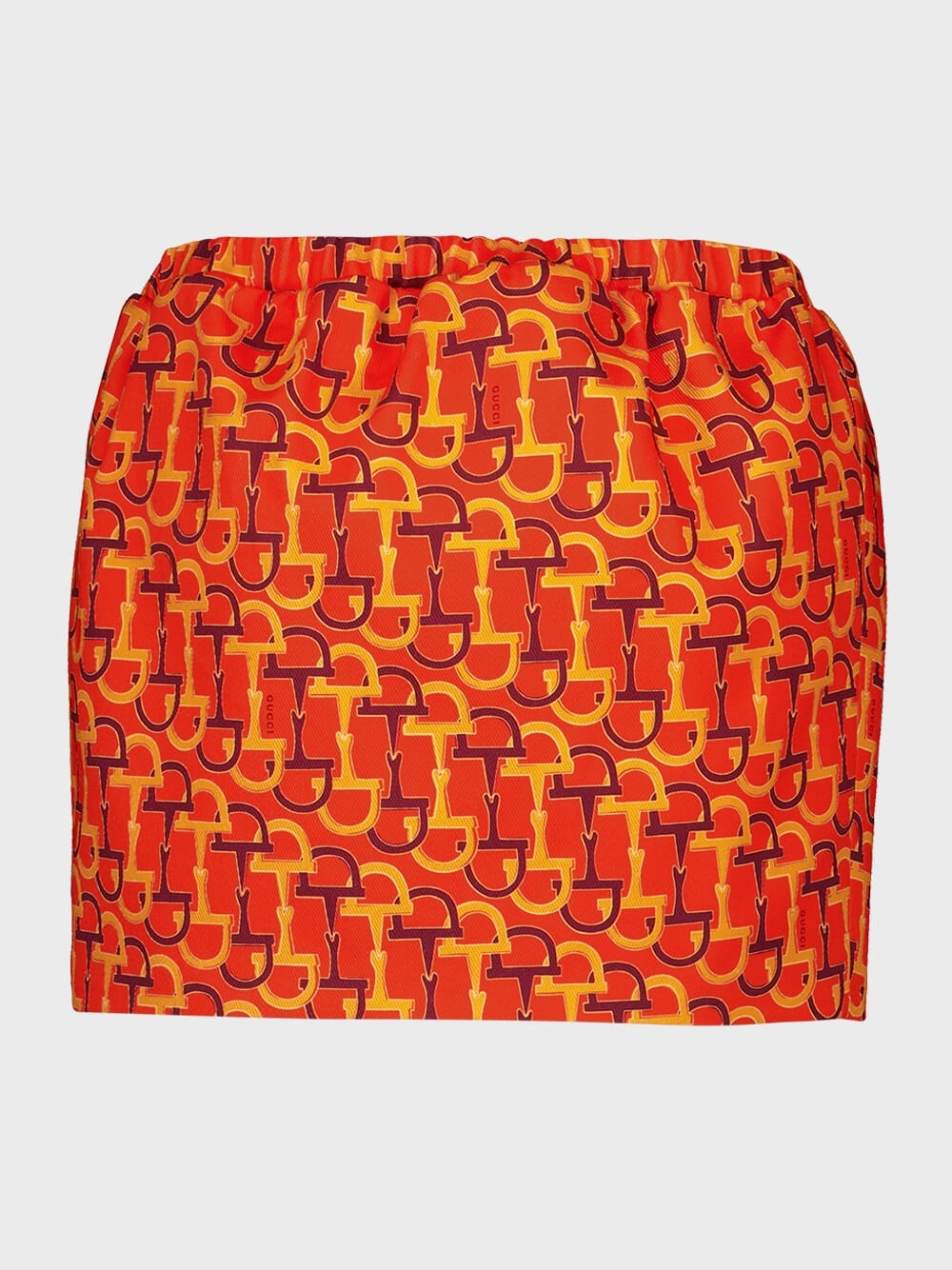 Orange Printed Silk Skirt with Horsebit Motif womens slacks clearance