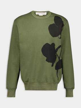 Orchid Print Crew Sweatshirt Tops Mens - thermal tops