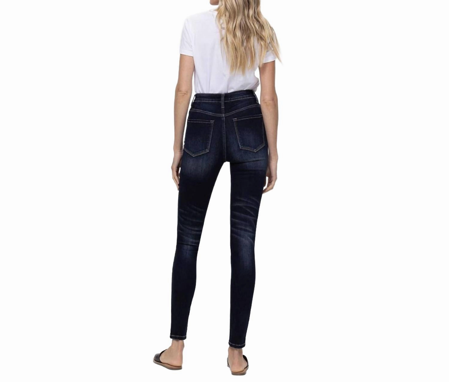 Other Side Mid Rise Skinny Ankle Jean In Dark Blue
