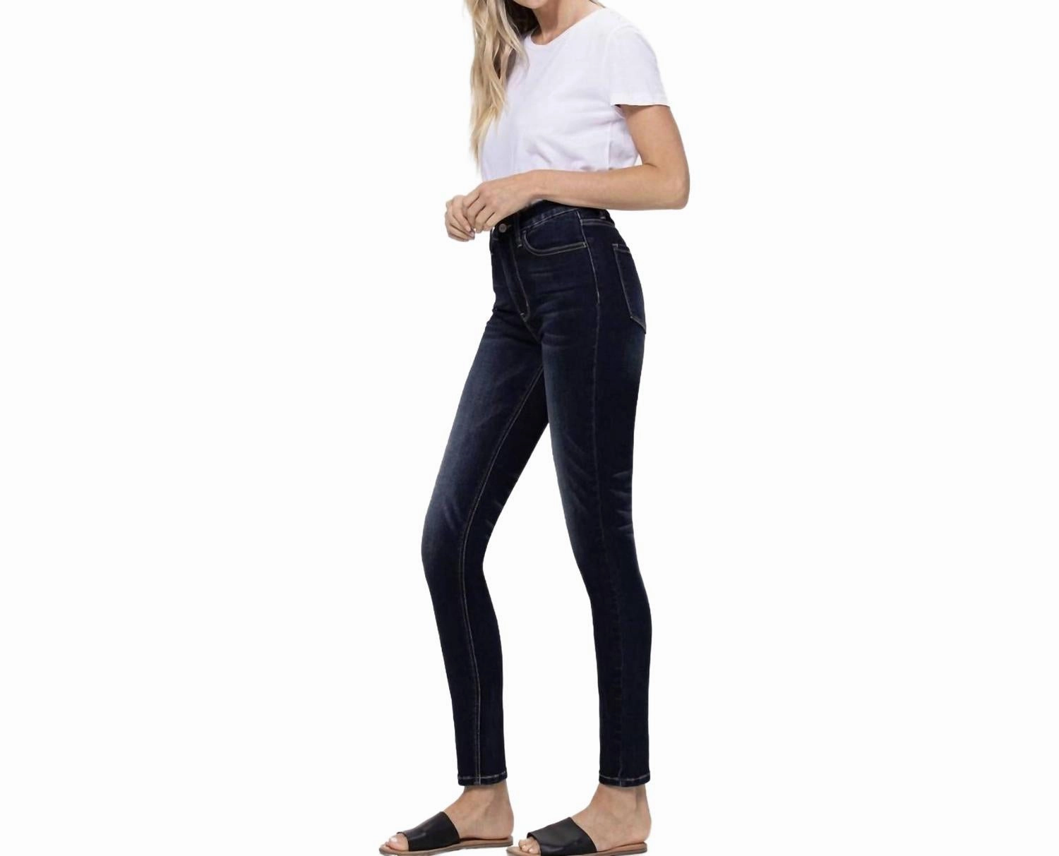 Other Side Mid Rise Skinny Ankle Jean In Dark Blue