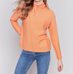 Ottoman Cotton Funnel Neck Sweater In Squash Tops Womens - bodysuits clearance