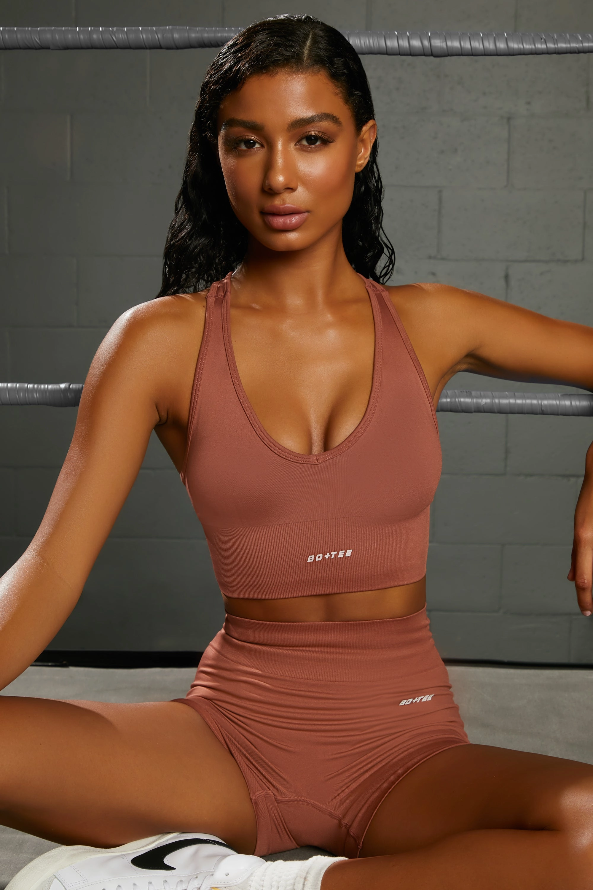 Overhaul Racer Knot Back Seamless Crop Top in Rust Tops - tops on sale