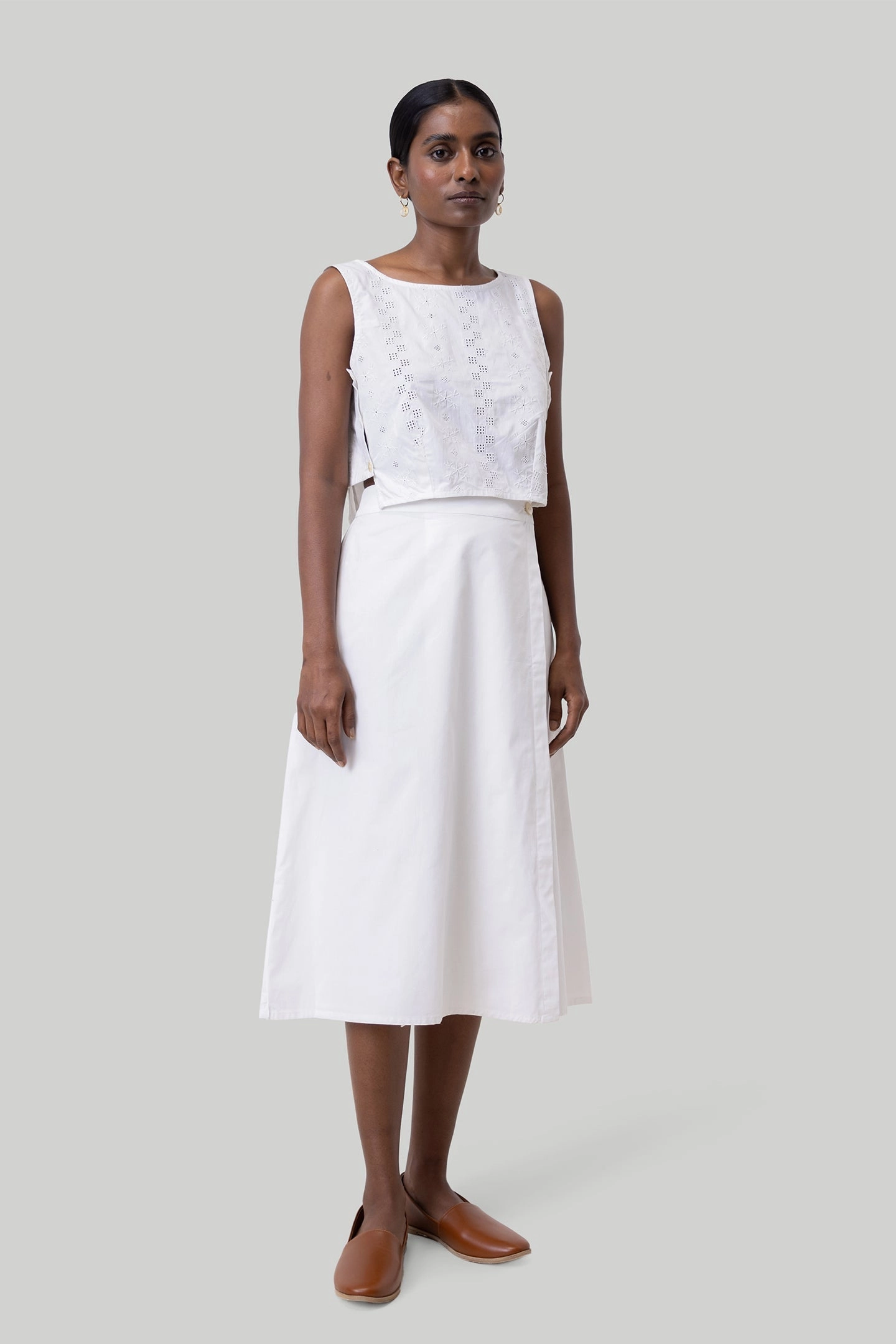Overlap Midi Skirt in White