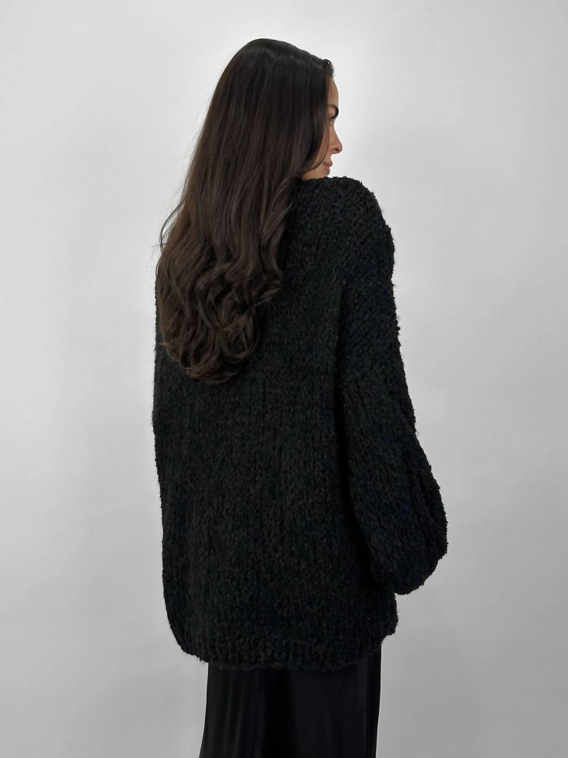 Oversized Chunky Knit Cardigan In Black