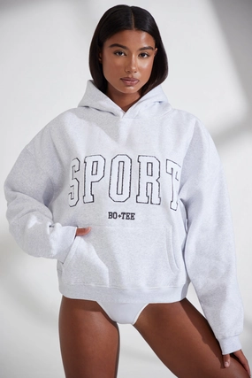 Oversized Hooded Sweatshirt in Heather Grey Tops - basic tees cheap
