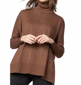 Oversized Turtleneck Sweater In Mink Tops Womens - embroidered tops sale