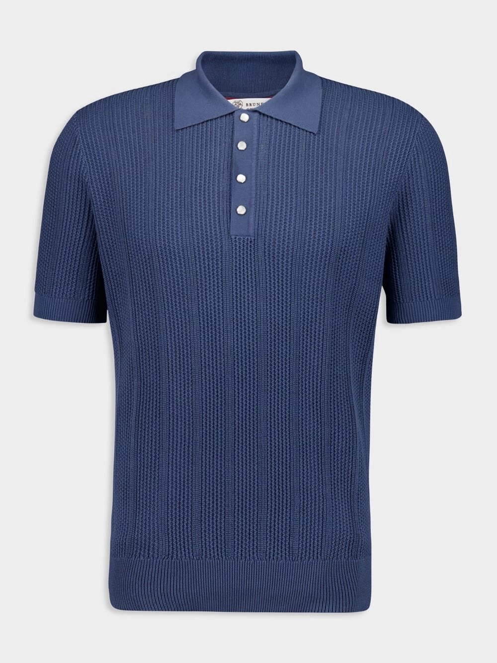 Oxford Blue Rib Knit Polo Knitwear Mens - men's sweaters sale
