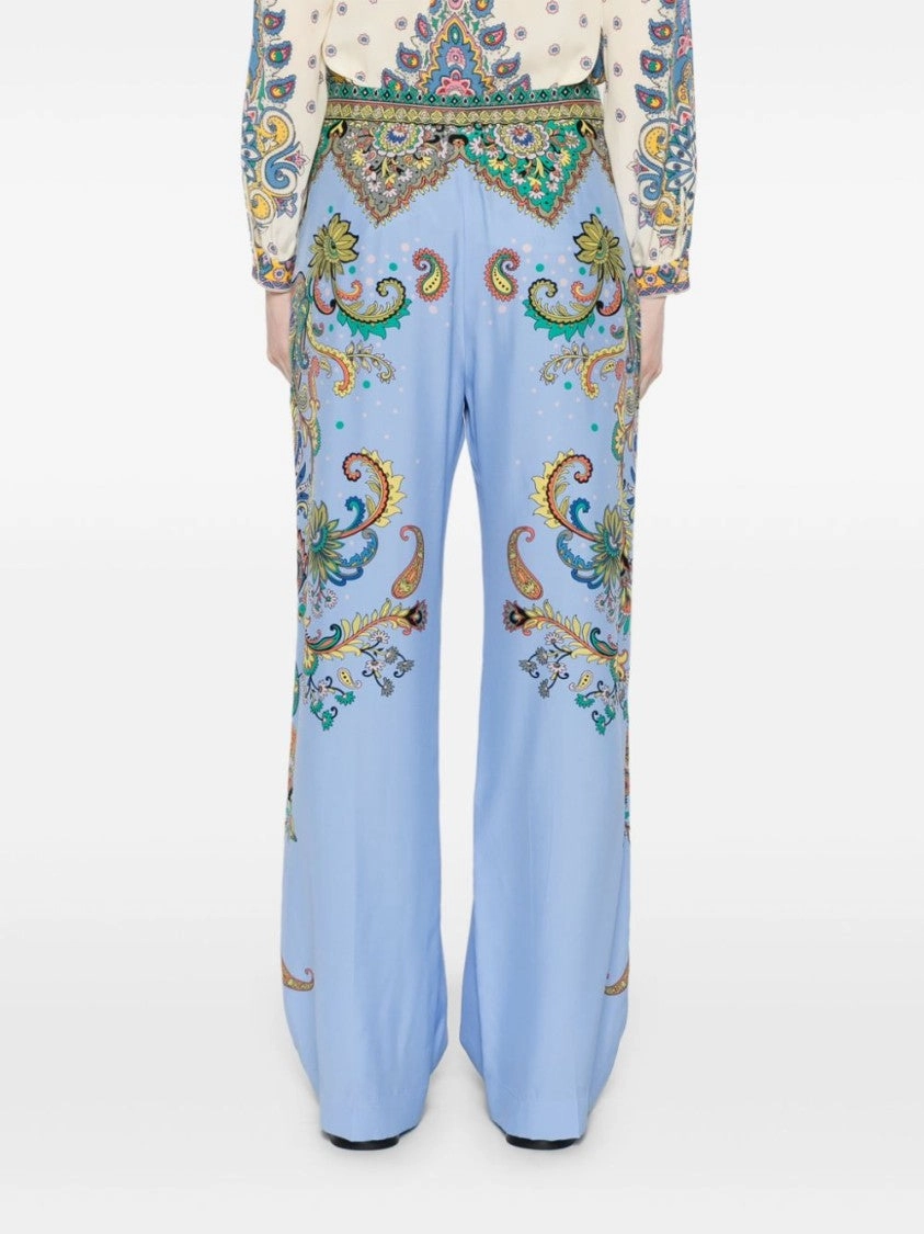 Paisley Print Wide-Leg Trousers