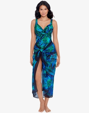 Palm Reeder Sarong - Blue and Green Swim Womens - bikinis clearance