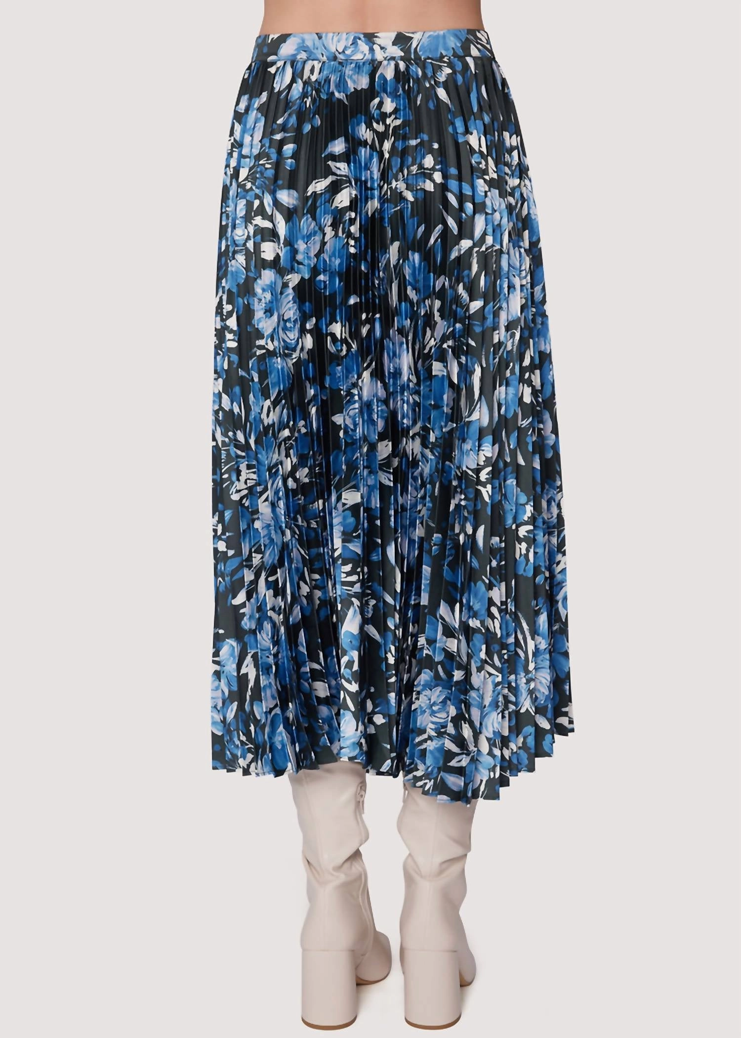 Parsian Bleu Midi Skirt In Blue-Floral