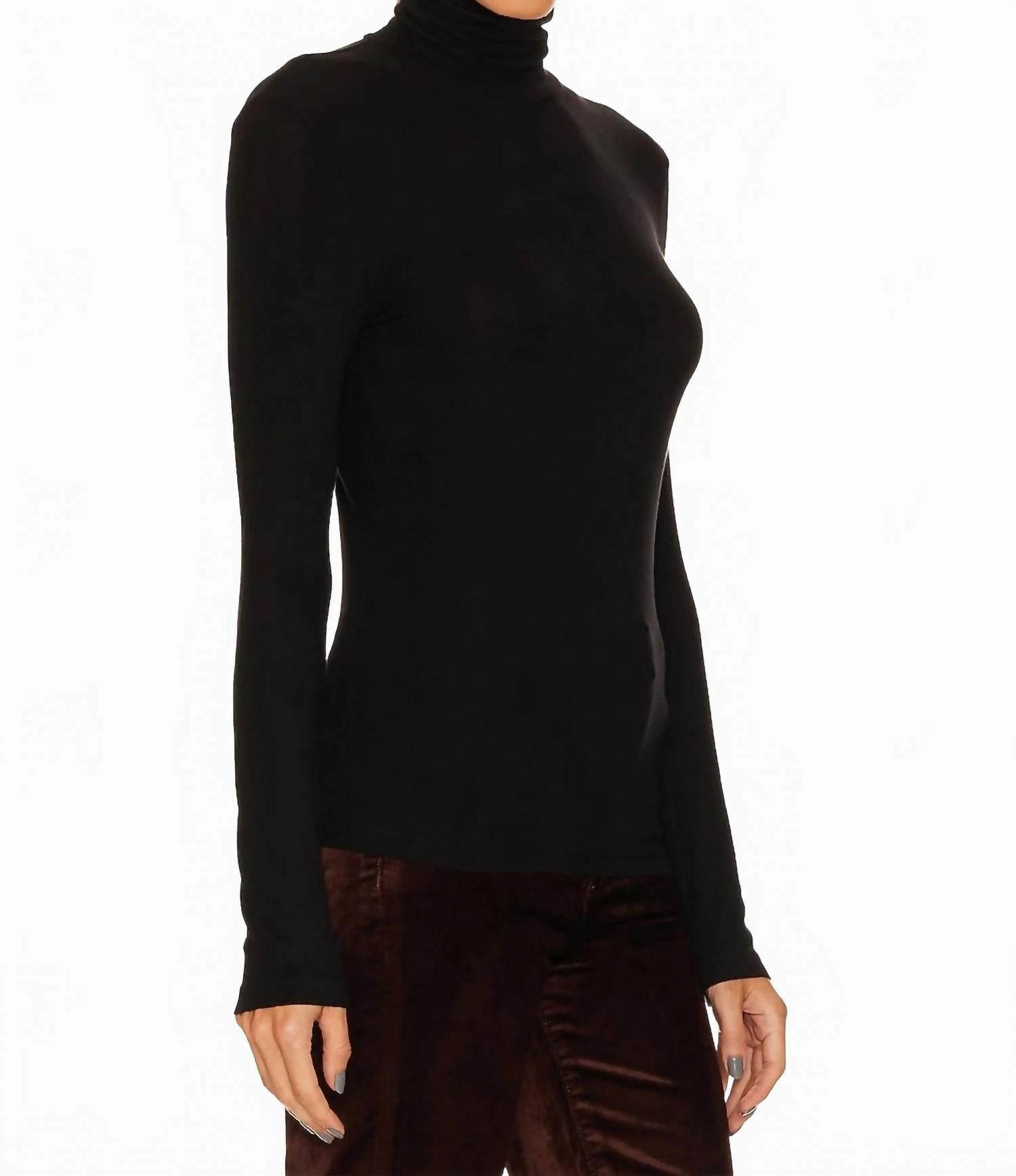 Pascale Turtleneck Top In Black