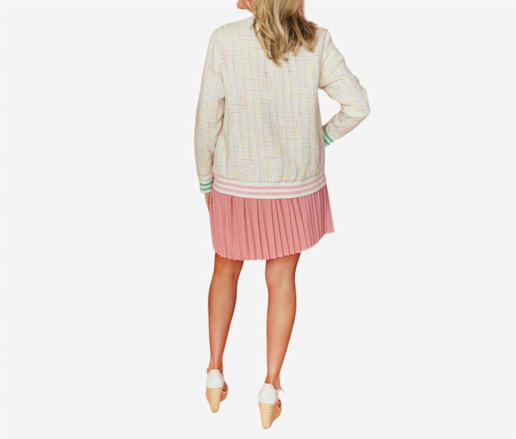 Pastel Tweed Cardigan In White
