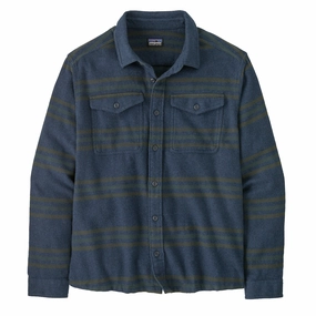 Patagonia Fjord Flannel Shirt Treelined / Smolder Blue mens tank tops best deals