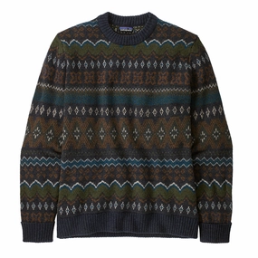 Patagonia Recycled Wool-Blend Sweater Helmsman / Smolder Blue mens long sleeves cheap