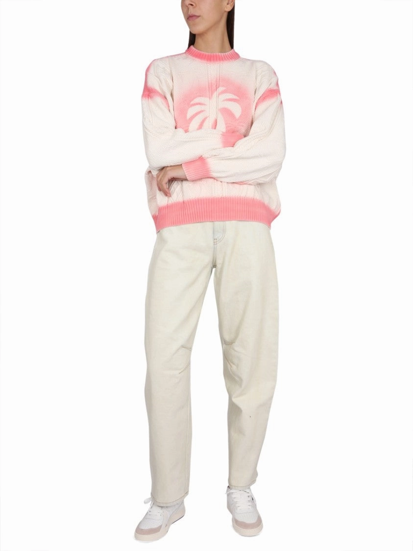 Patent Leather Effect Palm Sweater