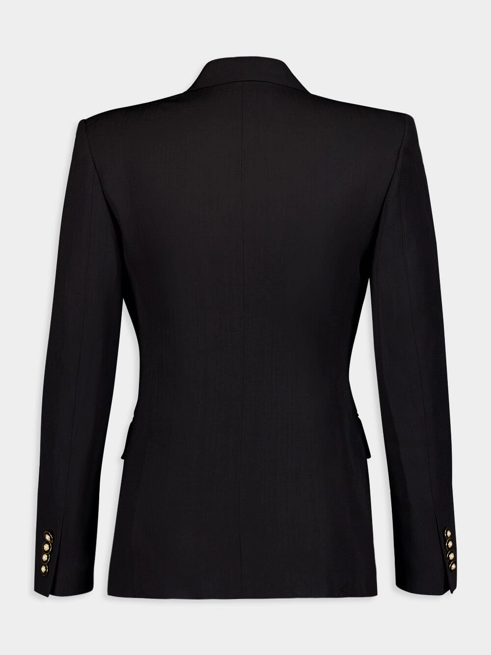 Peak-Lapels Double-Breasted Black Blazer