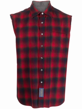 Pendleton Plaid Check-Print Sleeveless Shirt mens polos clearance