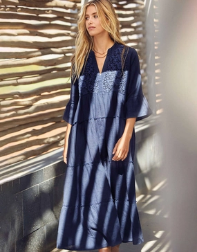 Penny Maxi Dress - Navy Blue Swim Womens - bikinis clearance