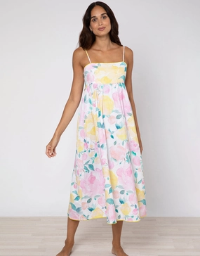 Peony Tie Back Midi Dress - Lemon Swim Womens - bikinis clearance
