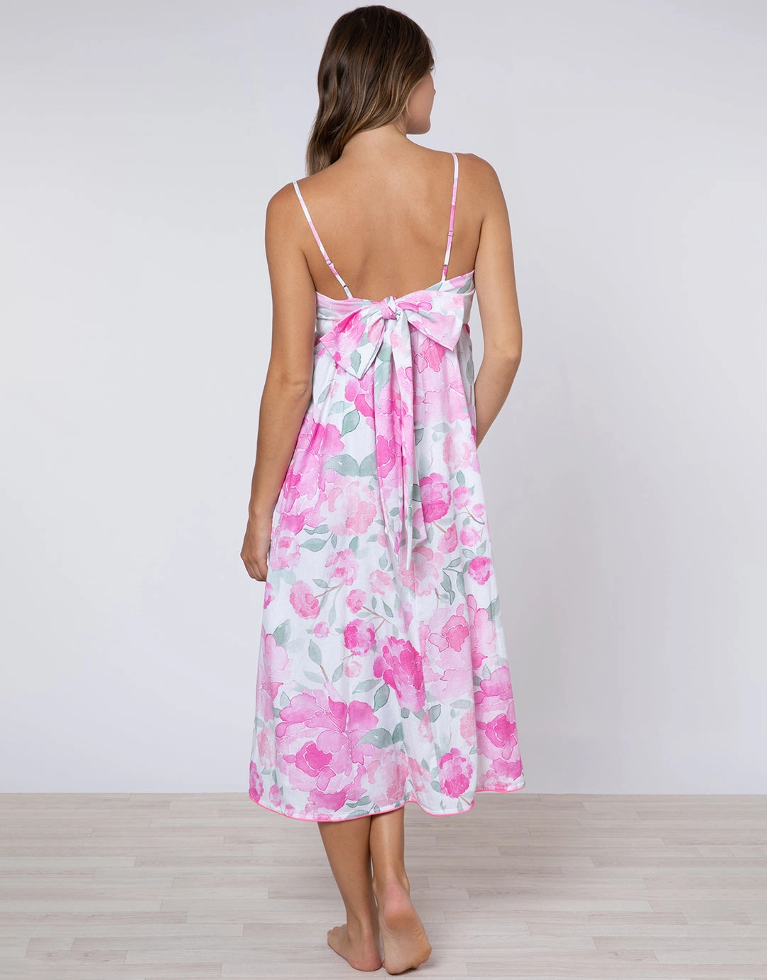 Peony Tie Back Midi Dress - Pink