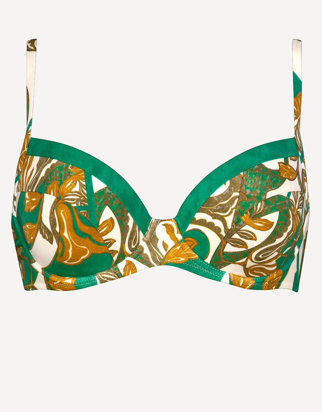 Perceptions Underwired Bikini Top - Cream and Green Swim Womens - beachwear discount