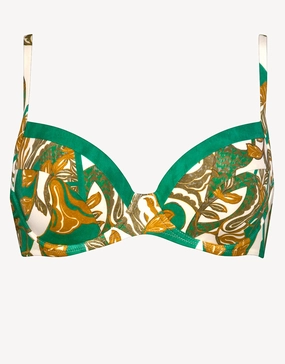 Perceptions Underwired Bikini Top - Cream and Green Swim Womens - beachwear discount
