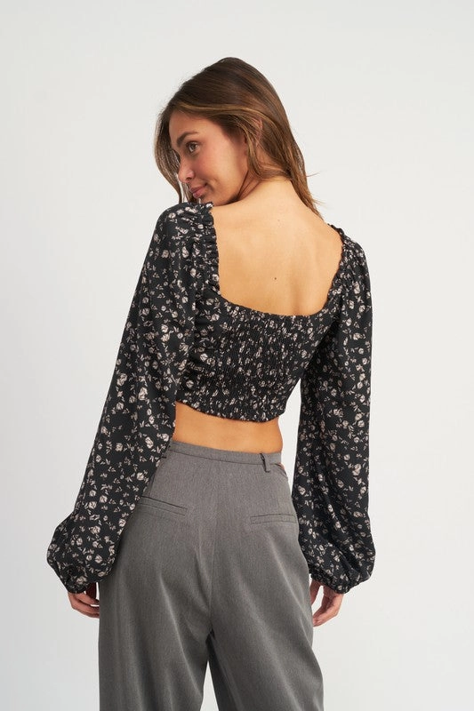 Perfect Feeling Front Tie Floral Blouse Top