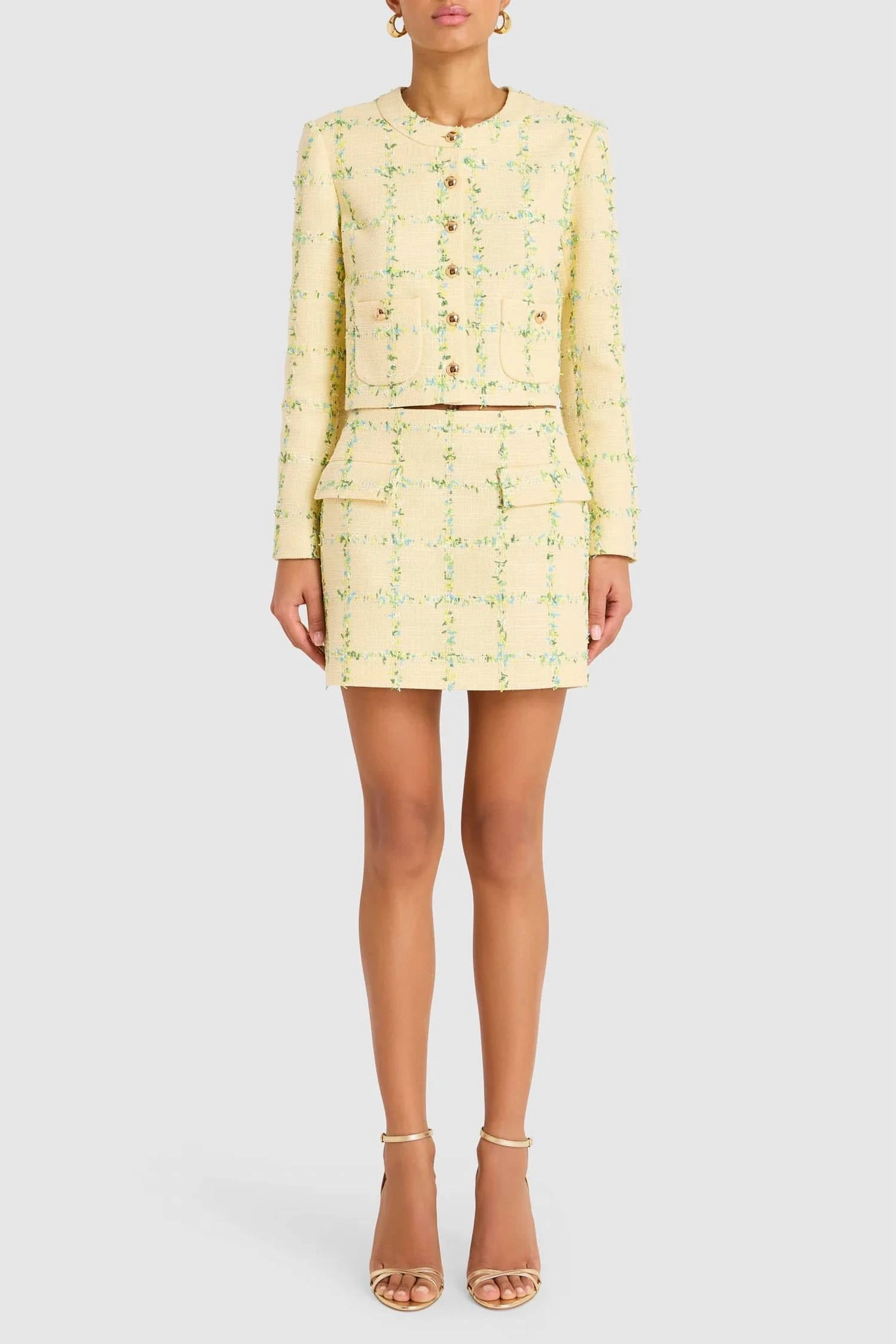 Perth Skirt In Windowpane Yellow
