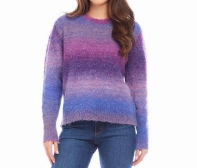Petite Size Ombre Boucle Sweater In Plum Tops Womens - cold-shoulder tops