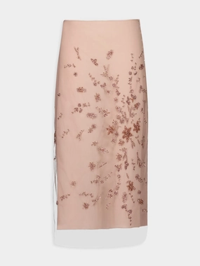 Pink Embroidered Tulle Skirt womens slacks clearance