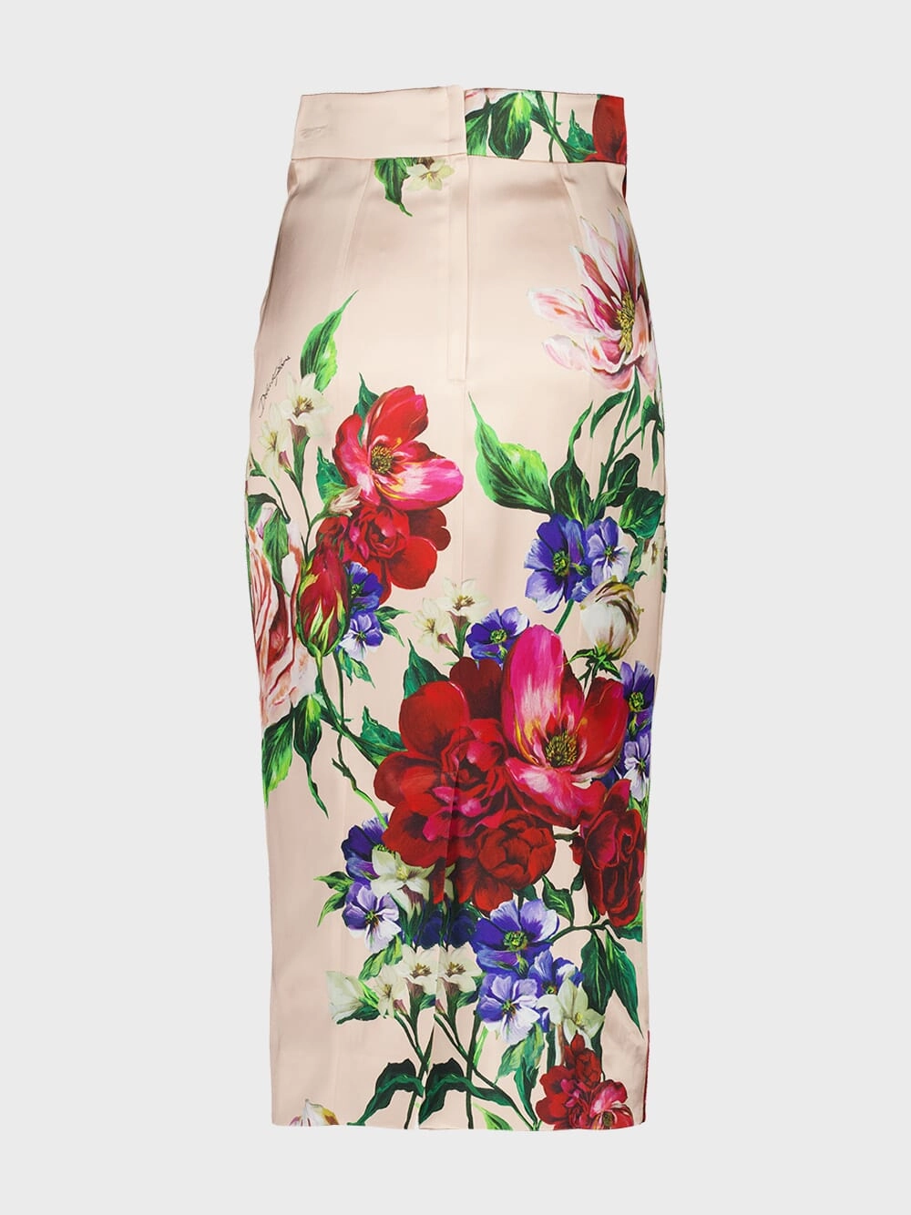 Pink Floral Viscose Midi Skirt