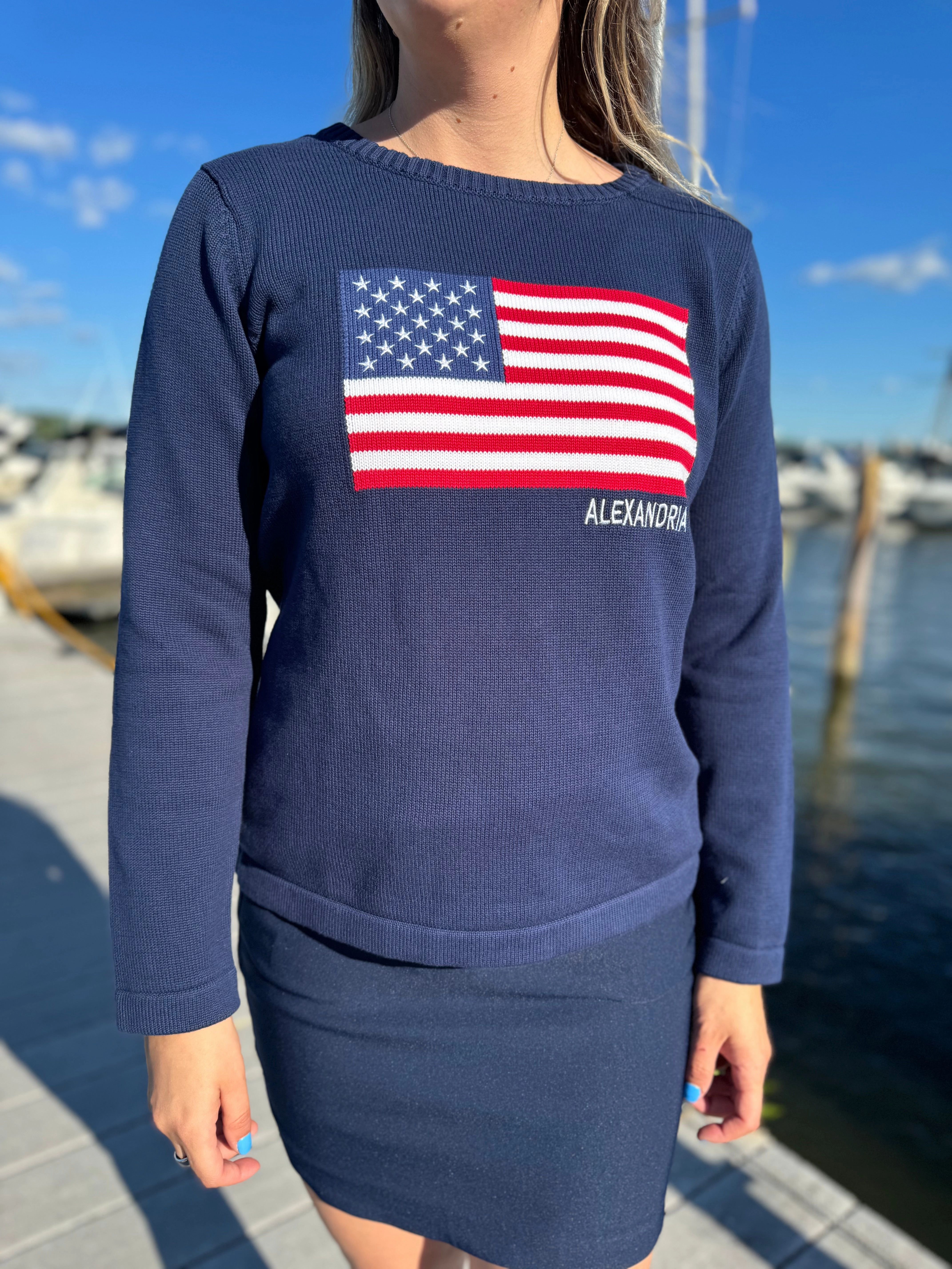 Pink Pineapple Alexandria USA Sweater - Navy
