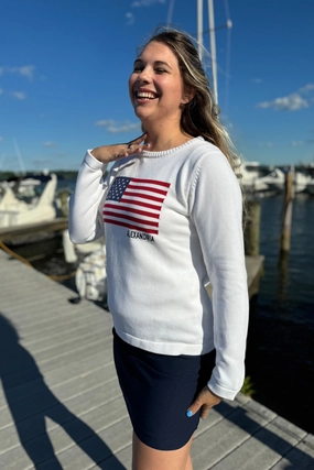 Pink Pineapple Alexandria USA Sweater - White womens blouses promo