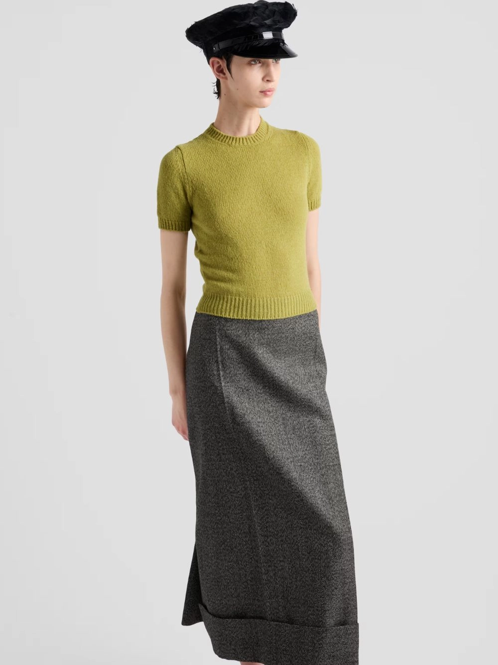 Pistachio Green Cashmere Short-Sleeve Sweater