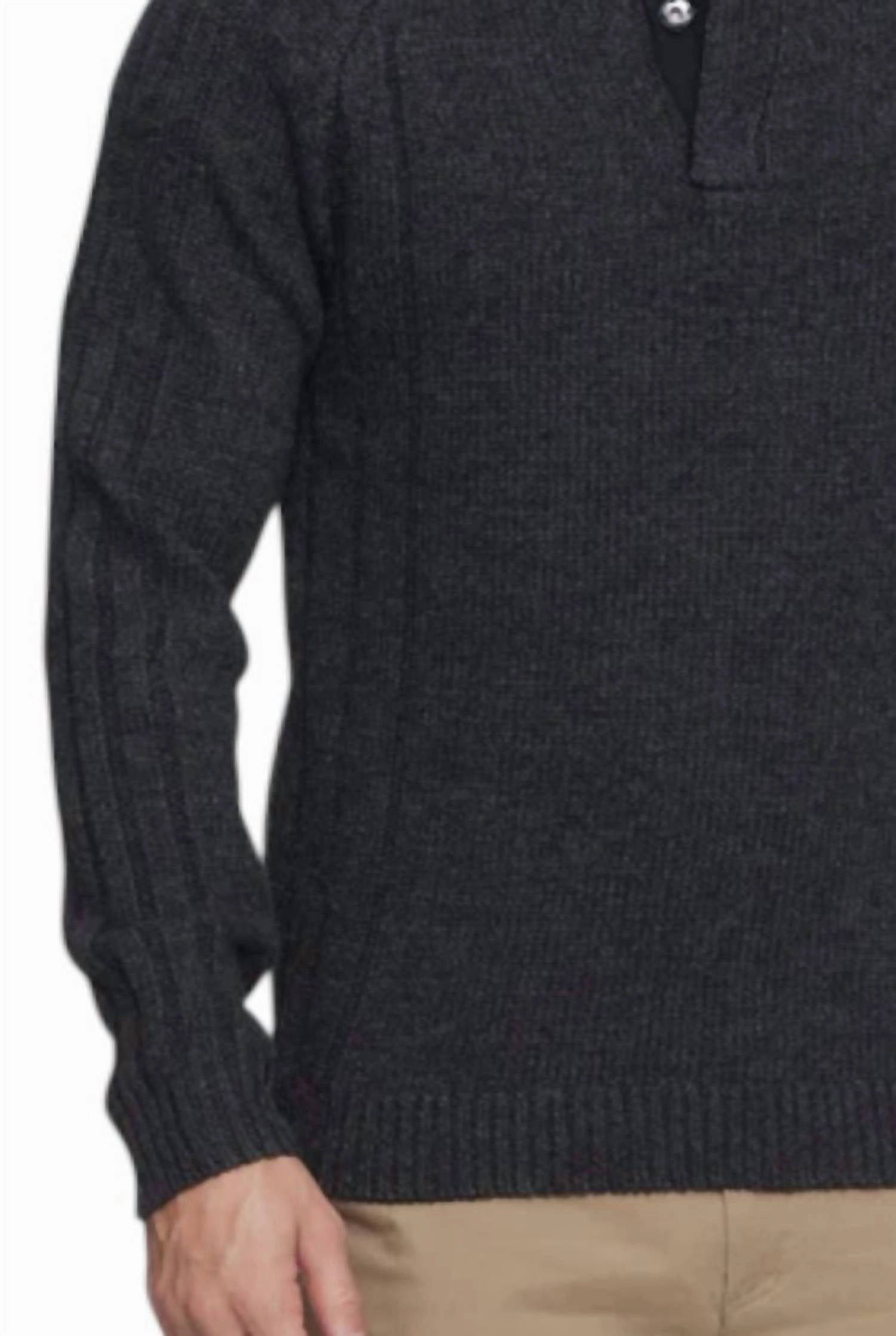 Plainview Mock Neck Sweater In Charcoal
