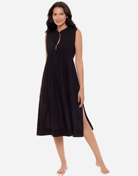 Pleated Beach Dress - Black Swim Womens - bikinis clearance