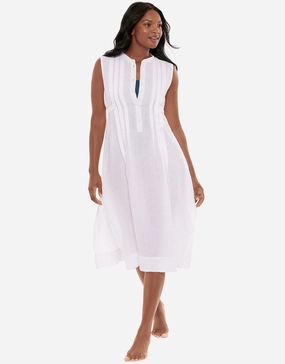 Pleated Beach Dress - White Swim Womens - bikinis clearance