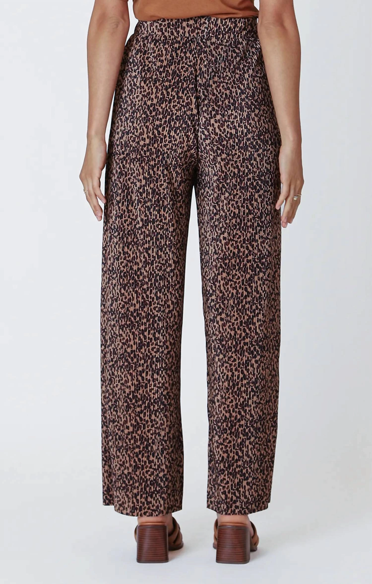 Pleated Wide Leg Pants In Cheetah Print